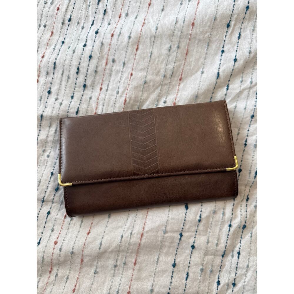 Vintage Princess Gardner Lambskin Tri Fold Wallet Brown NEW Unused 70s 80s